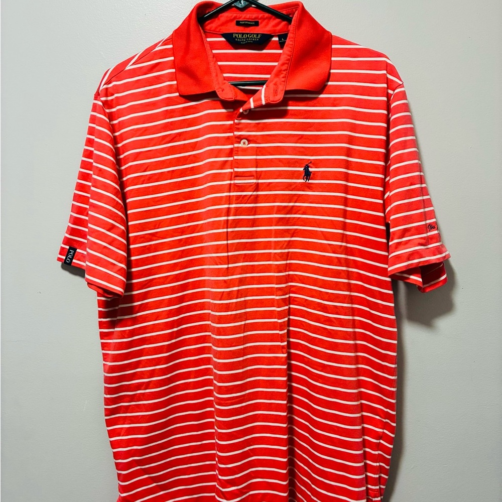 Polo by Ralph Lauren Men's Vibrant Red and White Striped Polo